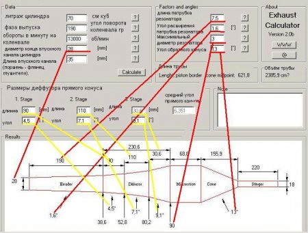 Пограмма для расчёта резонатора на 2Т двс